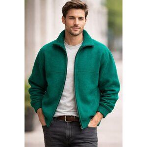 Vintage Lands’ End 100% Wool Jacket Made in Austria | Boiled Wool Alpine Green Z